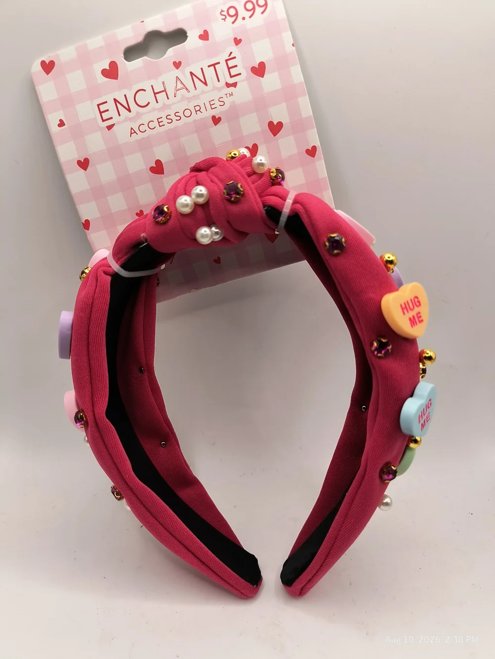 Red Embellished Headband With Stones Hearts Hair Accessories